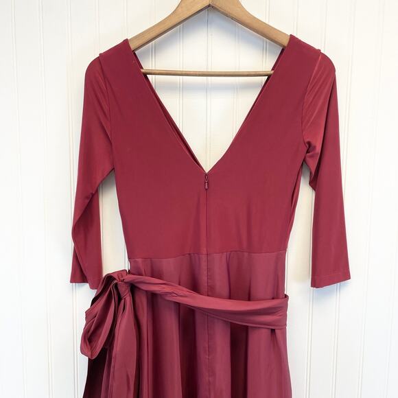 Alfred Sung Jersey Mikado Gown Dress Womens 4 Burgundy Formal Holiday Gala - Picture 6 of 13